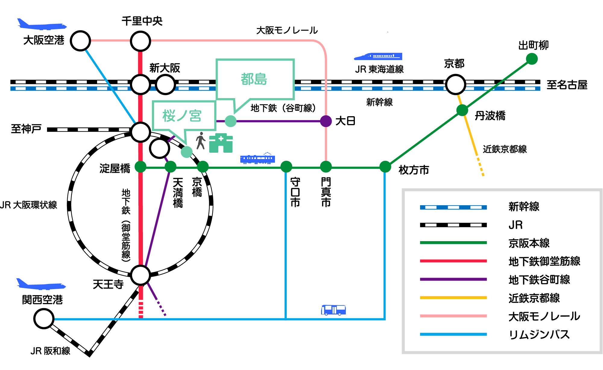 病院への交通アクセス図